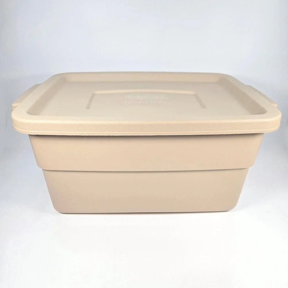 Rubbermaid Roughneck 3‎ Gallon Storage Tote Bin Tan Beige Vintage